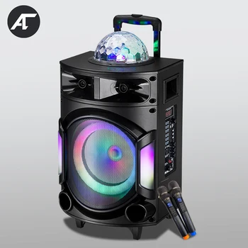 Silný 200W Karaoke SoundBox Bluetooth Prenosný Vysoko výkonný Bezdrôtový Vozíka Reproduktor, Veľký Subwoofer Farebné RGB svetlo s Mic