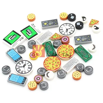 MOC Časti Potravín Pizza Cookie Dlaždice 1x2 s ovládaním Sutinové Vzor 3069 Stavebné Bloky, Hračky pre Klasické DIY Bloky Tehly Dary