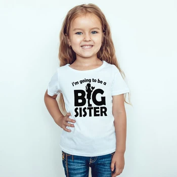 Budem Veľká Sestra Vtipné Deti, Dievčatá, Krátky Rukáv T Shirt Veľké Dievča Oznámenie Košele Módne Bežné Batoľa Tees Topy