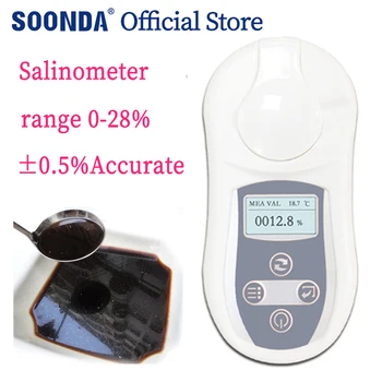 Digitálny salinimeter slanom náleve polievka 0-28% kuchyne potravín saltiness meter mariculture salinity meter Prenosný refraktometer salinimeter