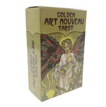 Mini Zlaté Art Nouveau tarot karty 5.7*9 cm s papier ručné veštenie osudu, doskové hry