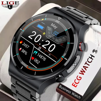 LIGE Nové Mužov Smartwatch 360*360 Full HD Dotykový Displej Fitness Tracker Smart Hodinky Mužov EKG+PPG Srdcového tepu, Krvného Tlaku
