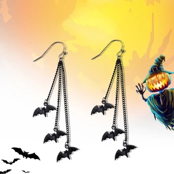 Halloween Black Bat Visieť Náušnice Dlho Visieť Háčik Náušnice Halloween Dekorácie, Party Šperky Darček pre Ženy, Dievčatá Y08E