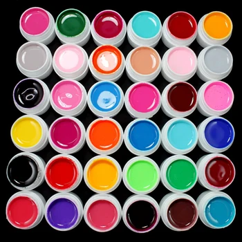 36 Hrnce/Set Pure Color Dekor UV Gel Farebný Pre Nail Art Tipy na Predĺženie Nechtov Gél francúzska Manikúra Značky
