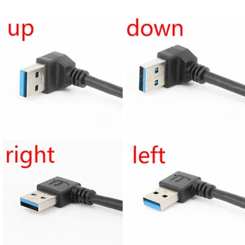 90 Stupňov USB 3.0 mužmi Kábel Adaptéra Uhol Rozšírenie zariadenia Extender Kábel Dátový USB Sync Nabíjanie Káble Vľavo/Vpravo/Hore/Dole