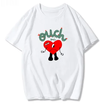 2022 Zlých Bunny Tričko Haces Bonito Láska Oči Grafické Tlače Tees O-Krku Camisetas 100% Bavlna Manga Šaty, Krátky Rukáv, Japonskej