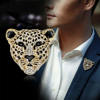 Nový Dizajn Kúzlo Drahokamu Leopard Brošňa Retro Duté Hlavy Brošňa Pre Človeka Módne Šperky, Luxusné Dekoračné Predmety
