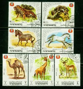 7Pcs/Set Arabských Post Pečiatky 1969 Tiger, Leopard Jeleň Camel Kôň Používa Post Označené Poštových Známok na Zber