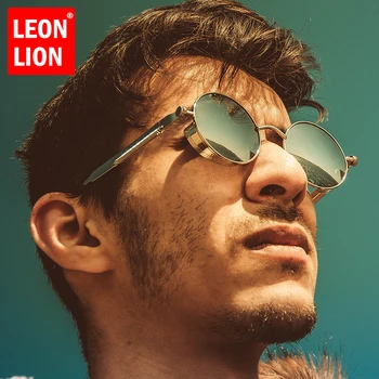 LeonLion 2021 Retro Steampunk slnečné Okuliare Mužov Kovové Pružiny Princ Okuliare Pre Mužov/Ženy, Reflexné Farebné Okuliare Mužov UV400