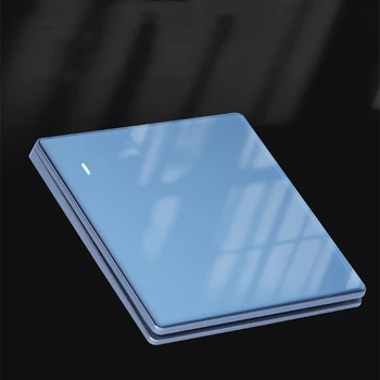 Nové populárne ultratenké zakrivené plochy 250V/10A 1/2/3/4gang 86*86MM Klasické Modré zrkadlo tvrdené sklo panel vypínač série