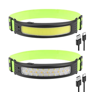 Snímač Svetlomet COB LED Reflektor Baterka USB Nabíjateľné Mini Vedúci Pochodeň 5 Svetelné Režimy Vedúci Svetlo pre jazdu Camping