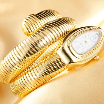 2020 Dámske Hodinky Luxusné Zlatého Hada Hodinky Ženy Móda Quartz Vinutia Náramok Hodiniek Hodiny Reloj Mujer Relogio Feminino