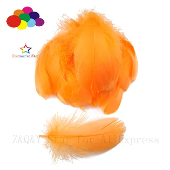 50-100 prírodné husacie perie, plávajúce 5-12 CM (2-4 cm) farbená orange DIY plavidlá, šperky, oblečenie perie