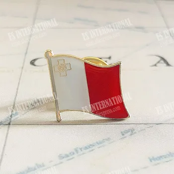 Malta Národnej Vlajky Crystal Epoxidové Kovové Smalt Odznak Brošňa Zber Upomienkové Darčeky Preklopke Kolíky Príslušenstvo Size1.6*1.9 cm