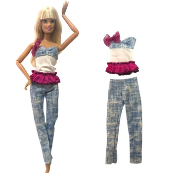 NK 1 Ks Doll Oblečenie, Módne Tričko Príležitostné Letné Topy + Džínsy pre Bábiku Barbie Oblečenie, Príslušenstvo Hrať Dom dresing