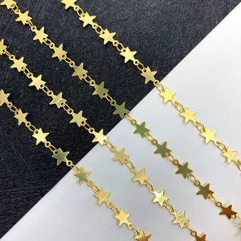 Zlaté Ručné Reťazové Medi Chain Star Tvar Používa pre KUTILOV, Šperky, Takže Náhrdelník Náramok Módne Šperky Príslušenstvo 1 Meter
