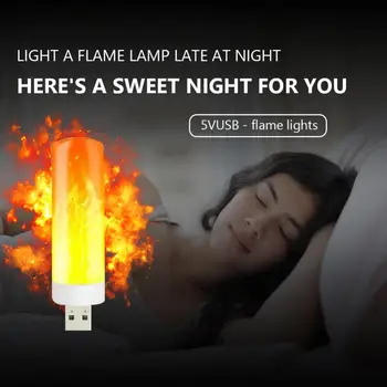 USB Atmosféru Svetla LED Plameň Blikajúce Sviečky Svetlá Knihu na Čítanie Pre Power Bank Camping Osvetlenie Cigaretový Zapaľovač Účinok Svetla