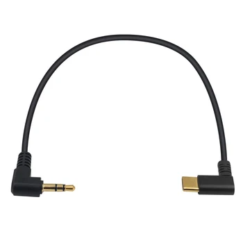 USB Typ 3.1 C Muža na 3.5 mm Muž 90 Stupňov Pravý Uhol Auto Aux Audio Kábel Kompatibilný s Google Pixel 3/3XL/2/2XL, OnePlus