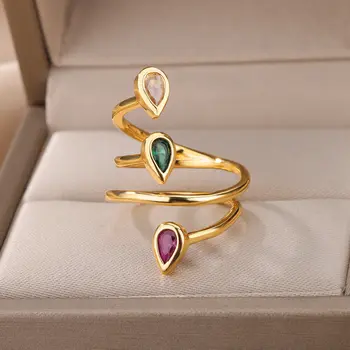 Tri Vrstvený Line Zábal Twisted Prstene pre Ženy Nastaviteľné Zirkón Nerezový Krúžok 2022 Trend Estetické Šperky anillos