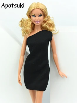 Móda Malé Čierne Šaty Pre Bábiku Barbie Oblečenie Jeden Kus Večerné Šaty Vestidoes Oblečenie Pre Barbie 1/6 Bábika Príslušenstvo