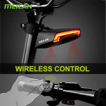 MEILAN X5 Požičovňa Smart Brzdy Snímanie zadné svetlo Noci, jazda na Bicykli Bezpečnostné Výstražné LED Lampa Bezdrôtové Diaľkové Ovládanie Otočením Zadné Svetlo