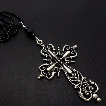 Gotická Duté Kríž Kúzlo Vintage Náhrdelník Koruny Kríž Náhrdelník Prívesok Pre Ženy, Dievčatá Módne Čarodejnice Šperky Black Ruženec Choker