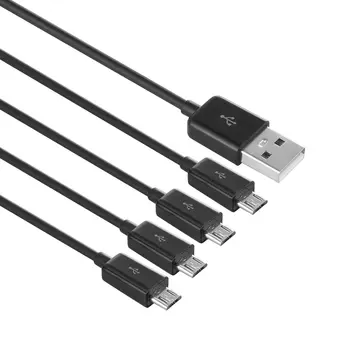NUOLIANXIN Multi Micro USB Nabíjací Kábel, 4 v 1, USB 2.0 Mužov na 4 Male Micro USB,Micro USB Rozbočovač Kábel (Čierny 0,5 M)