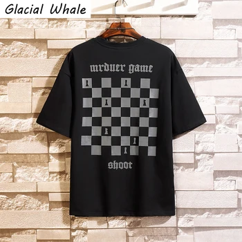 GlacialWhale Tshirts Mužov 2021 Letné Topy Grafické T Košele Hip Hop Japonský Streetwear Harajuku Bežné Nadrozmerné T Shirt Pre Mužov