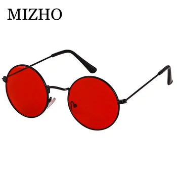 MIZHO Vintage Červená Muži Okuliare Ženy Retro Punk Štýl Okrúhle Kovové Farebné Šošovky, Slnečné Okuliare Módne Festival Okuliare Hip Hop