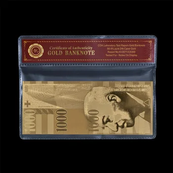 Švajčiarsky Zlaté Účty Najnovšie Čistého Zlata zo Zásob Vyrezávané 1000 Frank v Plastového Rámu