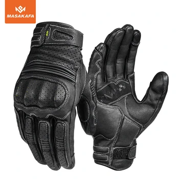Motocykel Anti-pád nosenie-odolné rukavice pre Dotykový displej full-prst kožené rukavice na Koni retro unisex rukavice