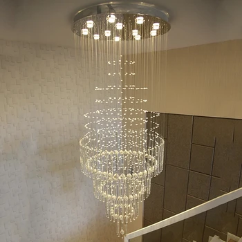 Luxusné Loft Luster pre obývacej izbe, Plávajúce Hrad Kolo Raindrop Crystal Schodisko Osvetlenie Stropný Luster
