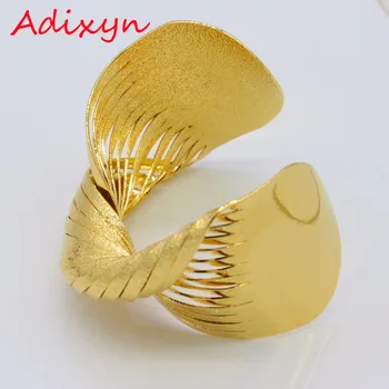 Adixyn Zlato Twisted Náramok pre Ženy, Zlatá Farba & Medi Náramok Dubaj Etiópia Široký Svadobné Afrika, Arabské Šperky N01191