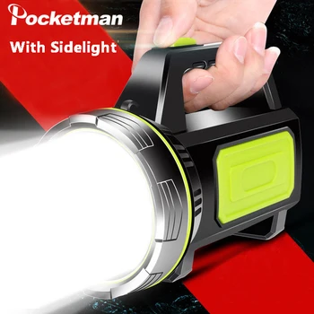 Výkonné LED baterka lanterna prenosný reflektor nabíjateľná pozornosti 500m rozsah lovu lampa s bočné svetlo