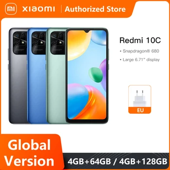 Globálna Verzia Xiao Redmi 10C 4 GB 64 GB /128GB Smartphone Snapdragon 680 Octa-Core 6.71