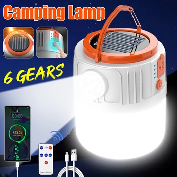 6Gears LED Prenosné Svietidlá Camping Slnečné Svetlo USB Power Bank Diaľkové Ovládanie Žiarovka Nočné Lampy Vonkajšie Svietidlo Núdzové Svietidlo