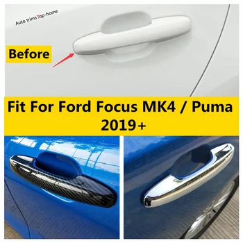 Auto Door Rukoväť Chytiť Spp Kryt Výbava ABS Chrome / Carbon Fiber Vzhľad Exteriéru Príslušenstvo Pre Ford Focus MK4 / Puma 2019 - 2022 