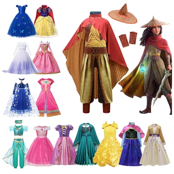 Dievčatá Disney Princezná Kostým Anna Elsa Halloween Raya Maškarný Kostým Snehulienka Deti Popoluška Karneval Party Oblečenie Oblečenie