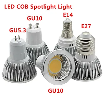COB led reflektor, 6W 9W 12W led žiarovka GU10/GU5.3/E27/E14 85-265V 12V MR16 Cob led žiarovka teplá biela studená biela žiarovka led svetlo
