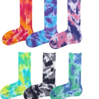 Fshion tie-dye hrubé vlákno pánske a dámske ponožky Voľný čas Pohodlné Rainbow Umenie Dievča Ponožky Dámy Šťastný Krátke Pár Ponožky