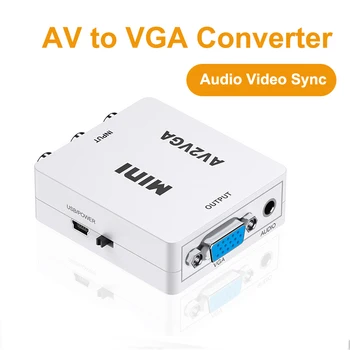 Mini 1080P RCA AV Na VGA Video Converter Adaptér 3,5 mm Audio AV2VGA / CVBS + Audio na PS2 DVD, TV Box Fotoaparátu K TV Monitor