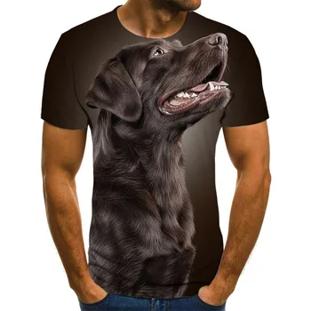 3D T-Shirts zaujímavé pánske topy O-neck tričká plus veľkosť streetwear Psa vzor pánske T-shirt pánske letné bežné