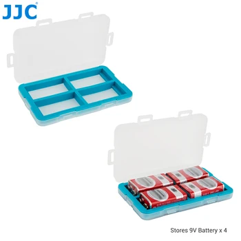 JJC 4 Sloty Batérie Prípade Držiteľ Úložný Box Organizátor pre 9V Batériu, Anti-shock PP Shell vodovzdorný Kryt Držiaka Box