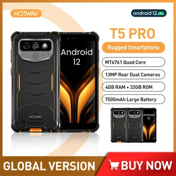 Hotwav T5 Pro IP68 Robustný 4G Smartphone Android 12 MTK6761 Mobilný Telefón 4 GB 32 GB 5.99 Palcový Mobil Zadná 13MP Fotoaparát 7500mAh