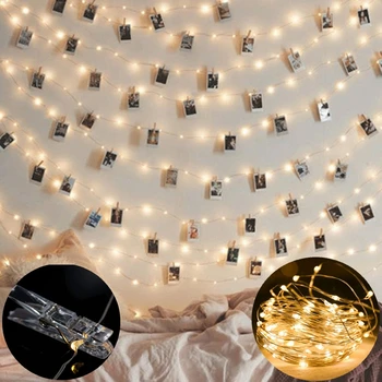 2-10M LED Reťazec svetlo S Fotografiou Klipy Rozprávkových Svetiel Batérie/USB Dovolenku svetelné Girlandy Na Vianočné Strom Svadobné Party Decor