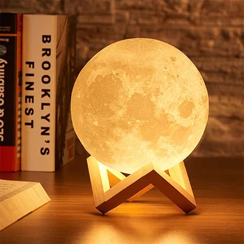 3D Tlač Mesiac Svietidlo Nabíjateľné LED Nočné Svetlo 2 Farebný Dotykový Mesiac Lampy, detské Nočné Lampy Spálne Dekorácie Narodeninám