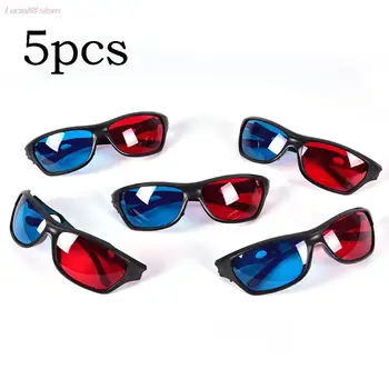 5 ks Univerzálne 3D Plastové Okuliare / oculos / červená Modrá Cyan 3D Sklo Anaglyph 3D Film, Hra, DVD Vision/kino Čierny Rám