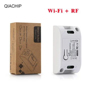 QIACHIP Univerzálny WiFi+RF AC 110V 220V Smart Home Prijímač Relé Modul Diaľkového Ovládania Spínača Pre Ľahké Garážové brány Otvárač