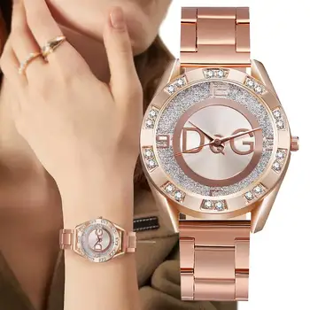 Luxusné Nové Značky Ženy Sledujte Fashion s Diamantmi Crystal Design Quartz Hodinky Voľný čas ružové Zlato z Nerezovej Ocele, Remienok Hodiny