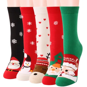 Vianočné Ponožky Bavlna Ženy Zimná Ponožka Nový Rok, Santa Claus Tlač Teplé Ponožky Vianočný Darček Pre Dievčatá Meias Calcetines Mujer
